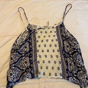 Navy and cream flowy tank